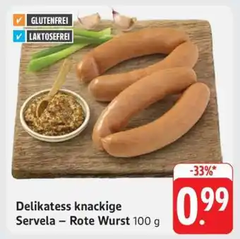 Edeka Delikatess knackige Servela-rote Wurst Angebot