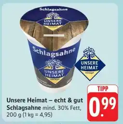 Edeka Unsere Heimat – echt & gut Schlagsahne Angebot