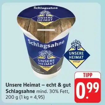 Edeka Unsere Heimat – echt & gut Schlagsahne Angebot