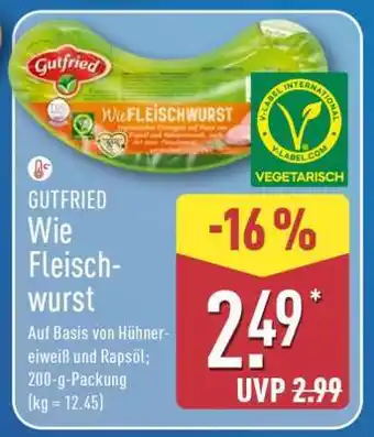 Aldi Nord GUTFREID Wie Fleischwurst Angebot