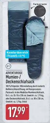 Aldi Nord ADVENTURIDGE Mumien-/ Deckenschlafsack Angebot