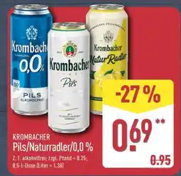 Aldi Nord KROMBACHER Pils/Naturradler/0,0 % Angebot