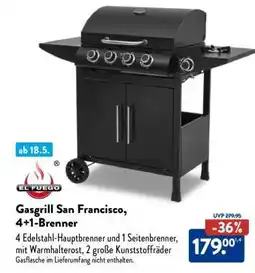 Aldi Nord Gasgrill San Francisco, 4+1-Brenner Angebot