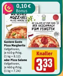 REWE Gustavo Gusto Pizza Margherita oder Pizza Salame Angebot