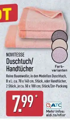 Aldi Nord NOVITESSE Duschtuch/Handtücher Angebot