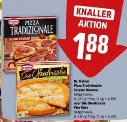 REWE Dr. Oetker Pizza Tradizionale Salame Romano oder Die Ofenfrische Vier Käse Angebot