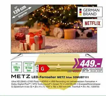 EP Metz Led-fernseher Metz Blue 55mub7111 Angebot