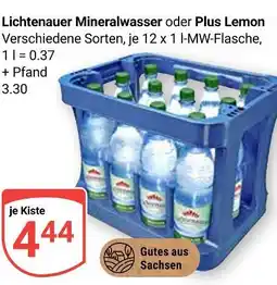 Globus Lichtenauer mineralwasser oder plus lemon Angebot