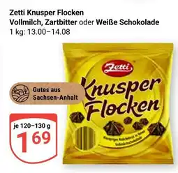 Globus Zetti knusper flocken vollmilch, zartbitter oder weiße schokolade Angebot