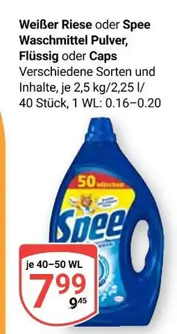Globus Spee weißer riese oder spee waschmittel pulver, flüssig oder caps Angebot