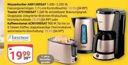 Globus Bestron wasserkocher awk1000sat oder toaster ats1000sat oder kaffeeautomat acm1000sat Angebot