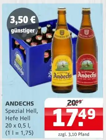 Getränke Quelle Andechs spezial hell, hefe hell Angebot