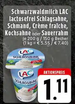 Edeka Schwarzwaldmilch lac lactosefrei schlagsahne, schmand, crème fraîche, kochsahne oder sauerrahm Angebot