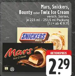 Edeka Mars, snickers, bounty, twix mars ice cream oder snickers white oder bounty oder twix ice cream Angebot