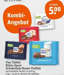 tegut Ritter sport vier tafeln ritter sport schokolade bunte vielfalt Angebot