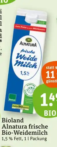 tegut Alnatura frische bio-weidemilch Angebot
