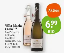 tegut Villa maria carla bio-prosecco oder bio-rosé frizzante Angebot