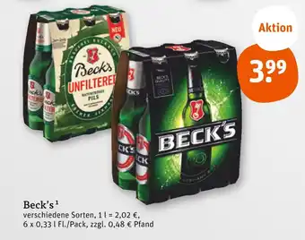 tegut Beck's beck's unfiltered oder beck's Angebot
