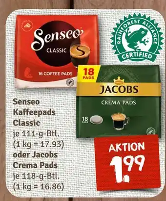 nahkauf Senseo senseo kaffeepads classic oder jacobs crema pads Angebot