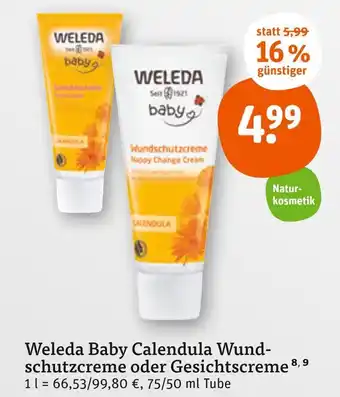 tegut Weleda baby calendula wundschutzcreme oder gesichtscreme Angebot