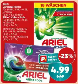 PENNY Ariel universal pulver oder all in 1 color+ pods Angebot