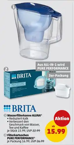 PENNY Brita wasserfilterkanne aluna oder filterkartuschen pure performance Angebot