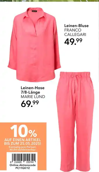 Peek & Cloppenburg Marie lund, franco callegari leinen-hose 7/8-länge oder leinen-bluse Angebot