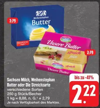 E-Center Sachsen milch, weihenstephan butter oder die streichzarte Angebot