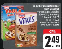 E-Center Dr. oetker vitalis müsli oder paula müslispaß Angebot