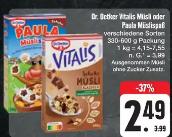 E-Center Dr. oetker vitalis müsli oder paula müslispaß Angebot