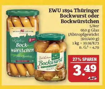 Marktkauf Ewu 1894 thüringer bockwurst oder bockwürstchen Angebot