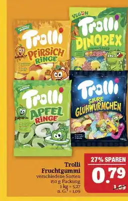 Marktkauf Trolli pfirsich ringe oder dinorex oder apfel ringe oder saure glühwürmchen Angebot