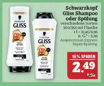 Marktkauf Schwarzkopf gliss shampoo oder spülung Angebot