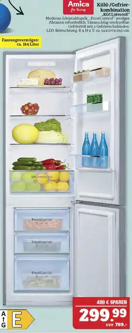 Marktkauf Amica kühl-/gefrierkombination „kgcl 38705 0e“ Angebot