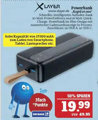 Marktkauf Xlayer powerbank „rapid 27.000“ Angebot
