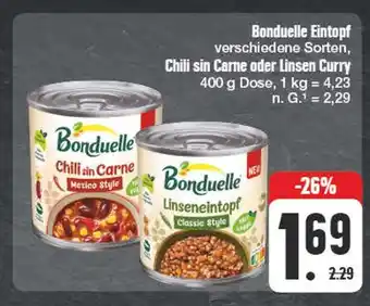 Edeka Bonduelle chili sin carne oder linsen curry Angebot