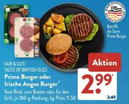 Aldi Süd Fair & gut prime burger oder irische angus burger Angebot