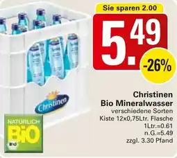 WEZ Christinen Bio Mineralwasser Angebot