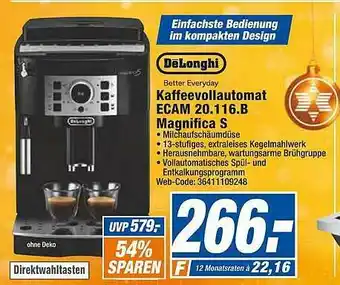 expert Octomedia Delonghi Kaffeevollautomat Ecam 20.116.b Magnifica S Angebot