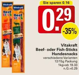 WEZ Vitakraft Beef- oder Fish-Sticks Hundesnacks Angebot