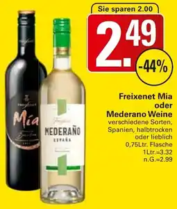 WEZ Freixenet Mia oder Mederano Weine Angebot