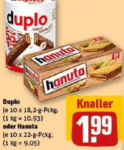 REWE Duplo oder Hanuta Angebot