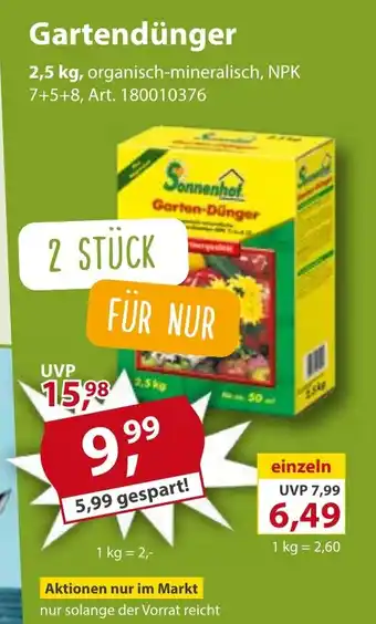 Sonderpreis Baumarkt Sonnenhof Gartendünger Angebot