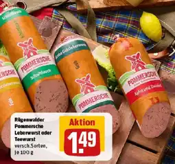 REWE Rügenwalder Pommersche Leberwurst oder Teewurst Angebot