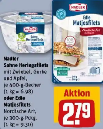 REWE Nadler Sahne Heringsfilets oder Edle Matjesfilets Angebot