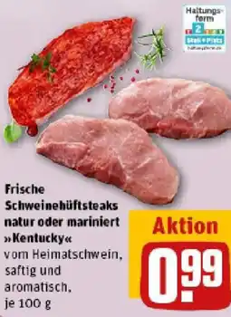 REWE Frische Schweinehüftsteaks natur oder mariniert Angebot