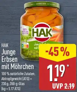Aldi Nord HAK Junge Erbsen mit Möhrchen Angebot