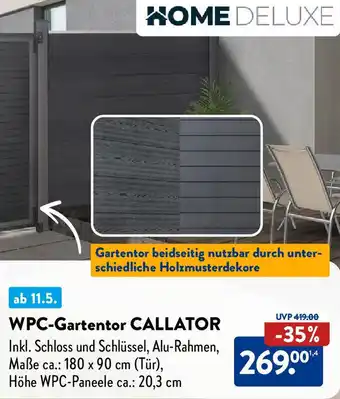 Aldi Nord HOME DELUXE WPC-Gartentor CALLATOR Angebot