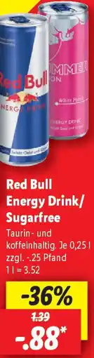 Lidl Red Bull Energy Drink/ Sugarfree Angebot