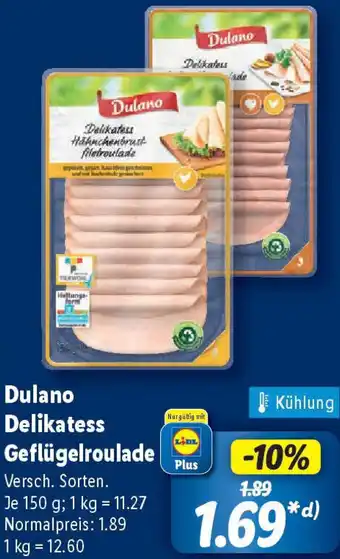 Lidl Dulano Delikatess Geflügelroulade Angebot